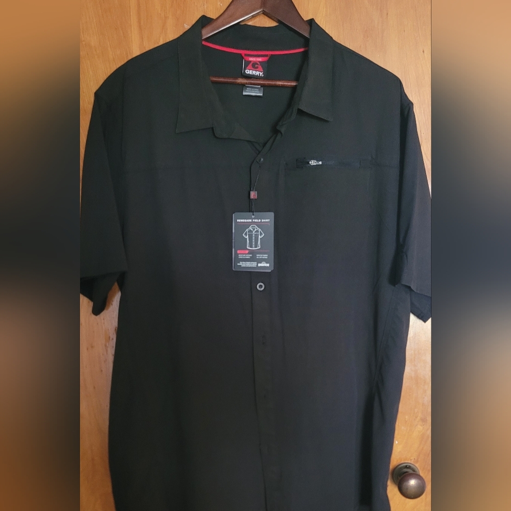 SOLD 😃 SOLD  Gerry Renegade SS Shirt XXL NWT Black Lt Wght Stretch High & Dry